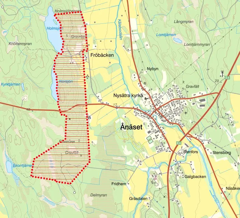 Karta över riksintresseområde Nysätra 